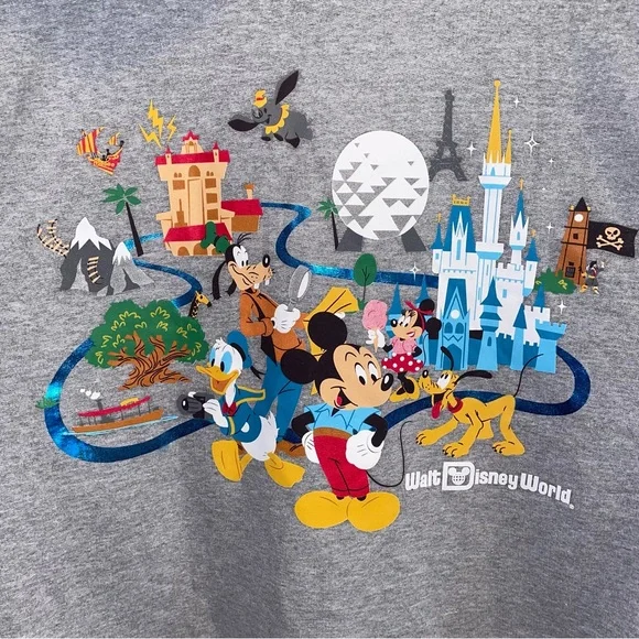 Walt Disney World Mickey Gray Zip Hoodie Sweatshirt - Picture 10 of 11